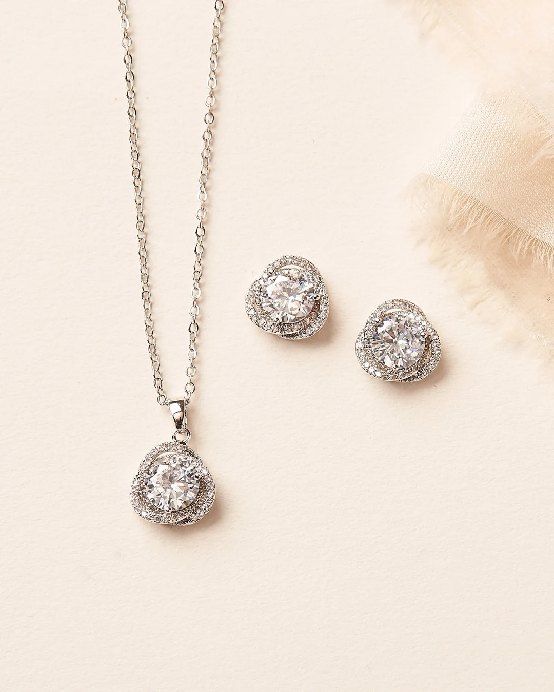 Silver Bridal Pendant Set, Silver Wedding Jewelry Set, Bridal Pendant Set, Wedding Pendant Set, S... | Etsy (US)