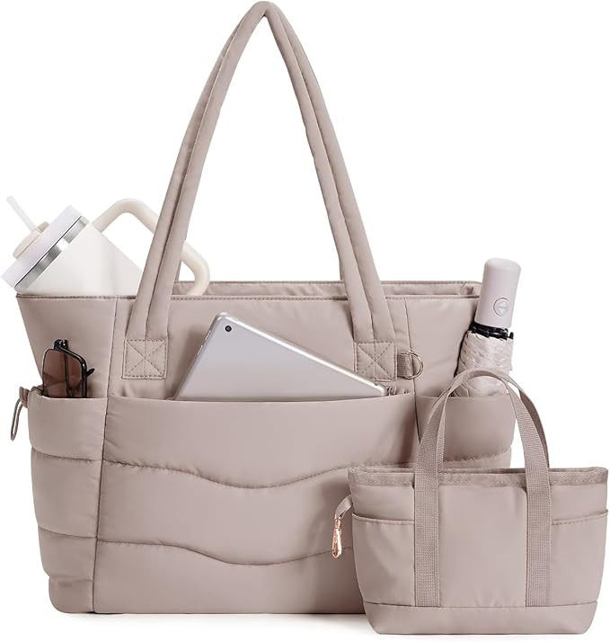 Wandering Nature Work Tote Bag with Cup Holder, Nurse Bag 2 Set, 15.6" Laptop Compartment & Troll... | Amazon (US)