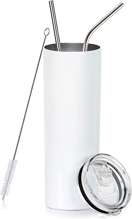 Stainless Steel Tumbler with Straw and Lid, Vacuum Insulated Double Wall Cup for Coffee, Tea, Bev... | Amazon (US)