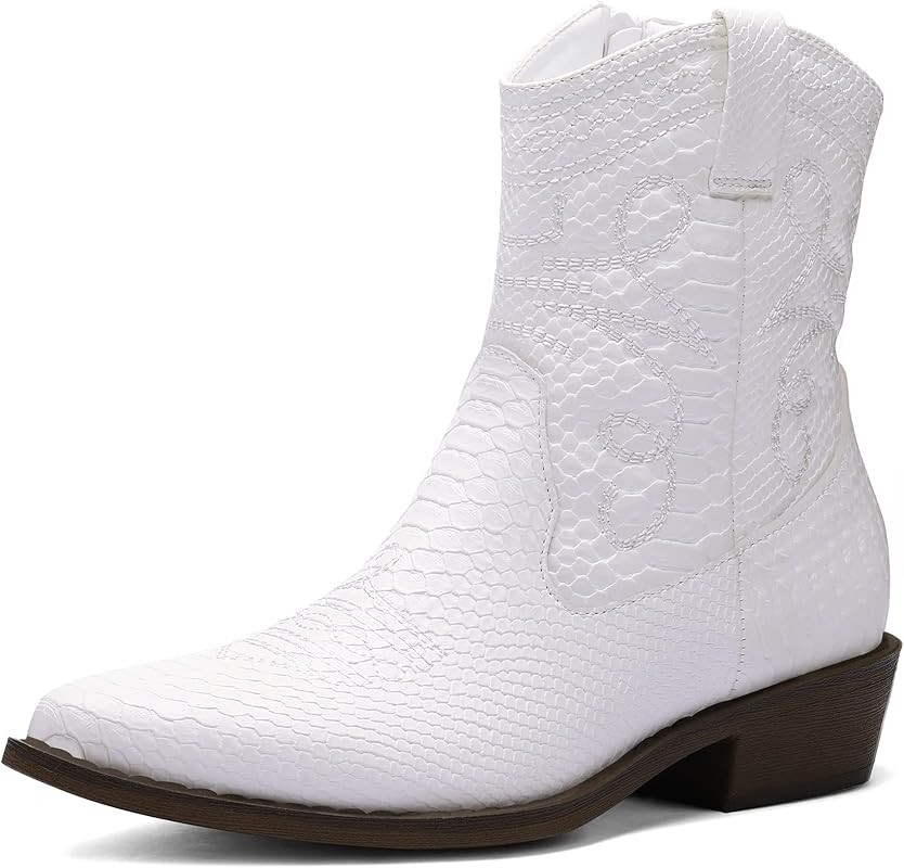 mysoft Women's Fashion Western Cowboy Ankle Boots Cowgirl Low Heel Booties | Amazon (US)