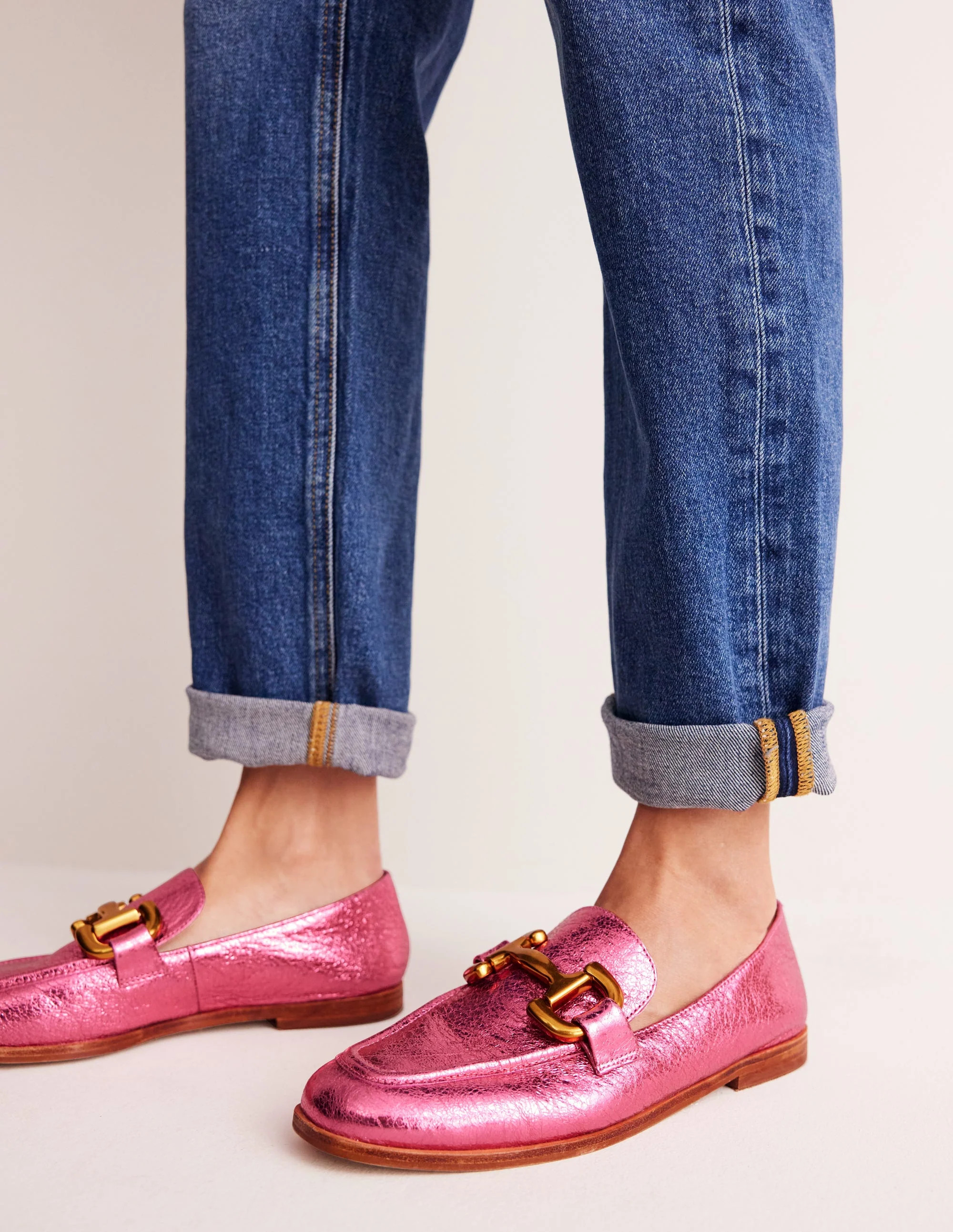 Iris Snaffle LoafersBright Pink Metallic leather Women Boden | Boden (US)