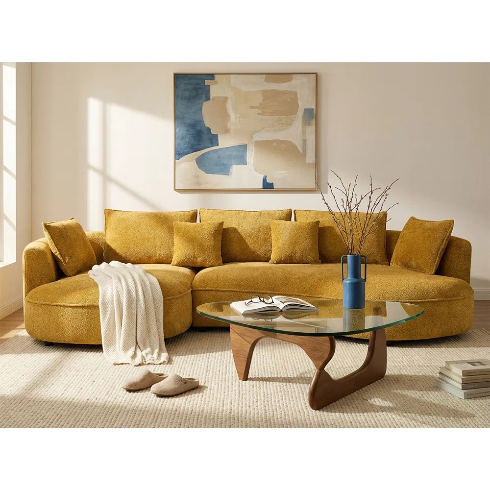 125" Modern Curved Sectional Sofa Couch With Chaise, Upholstery Boucle Sofa Couch With Pillows,Se... | Wayfair North America
