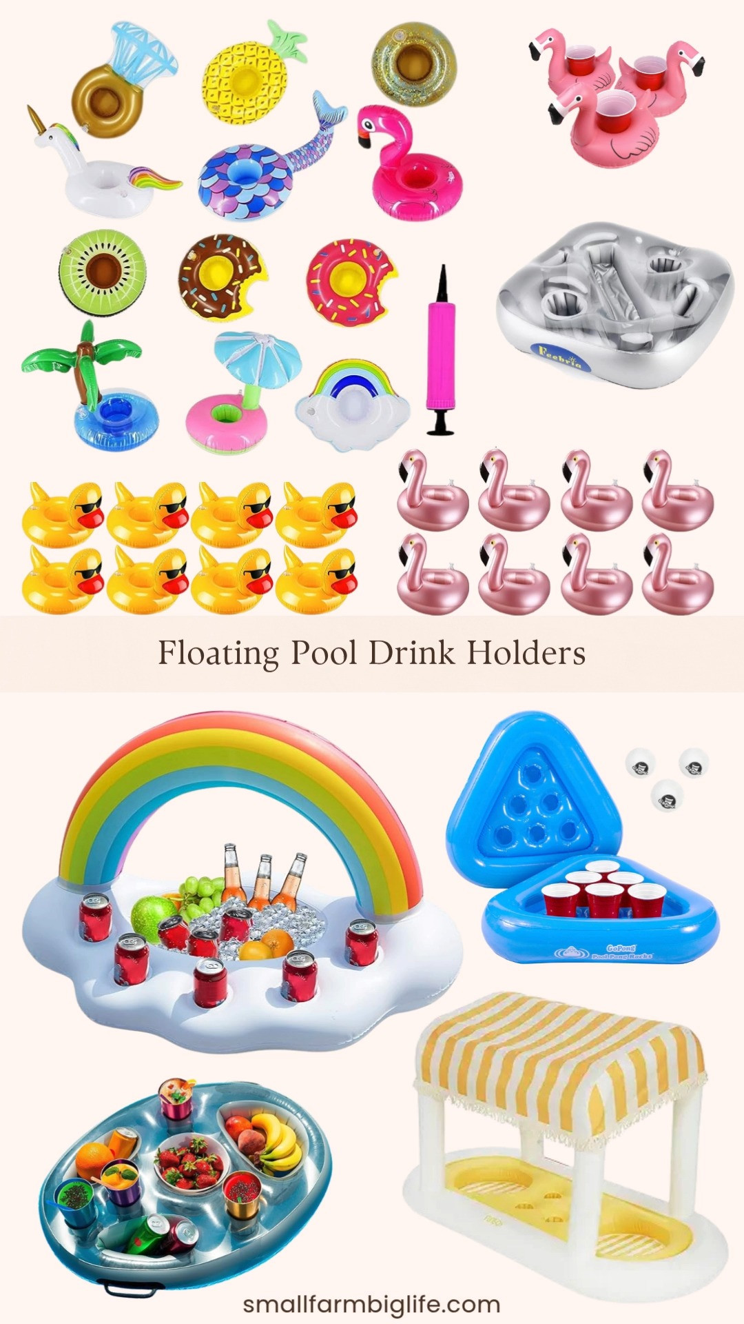 3:20 PMClaude responded: Floating pool drink holders are the summer accessory you did not know you needed until now and Amazon has so many fun options.Floating pool drink holders are the summer accessory you did not know you needed until now and Amazon has so many fun options. From pink flamingos and rubber ducks to rainbow clouds and classic cabana stripe drink stations, there is a float for every pool vibe and every gathering size. The giant floating drink station is perfect for a crowd and the individual holders are great for keeping everyone's drink close without leaving the water. These are the kind of party details that make a summer pool day feel like a real event. Tap to shop! 

 #LTKSeasonal #LTKHome