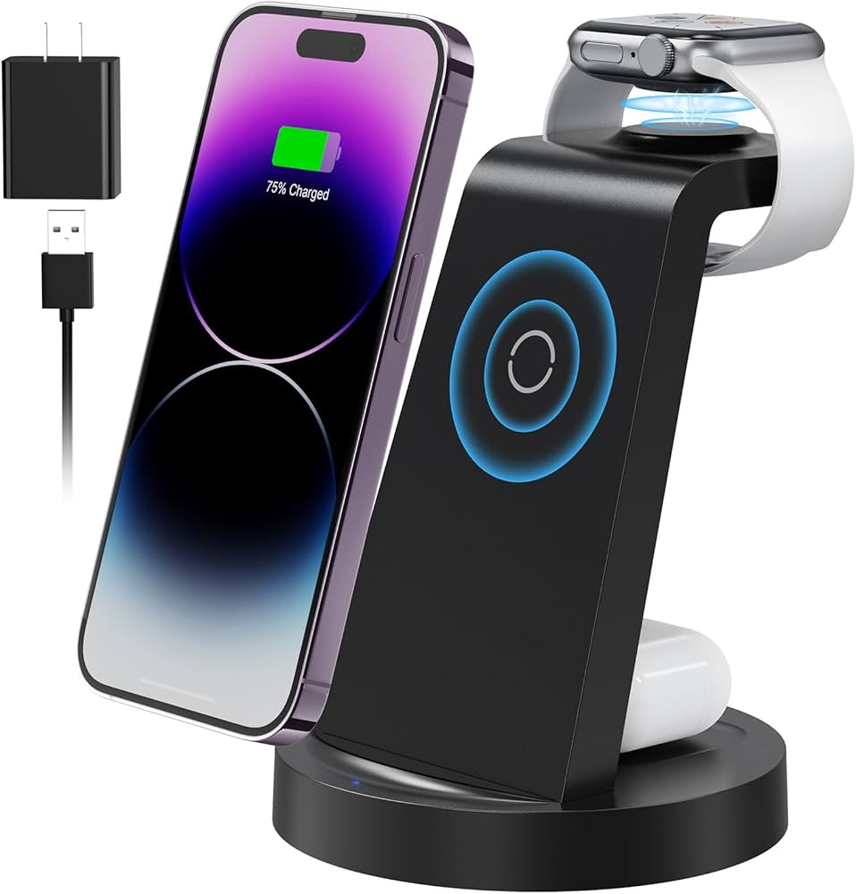3 in 1 Charging Station for Apple Device, Wireless Charger for iPhone 16e 16 15 14 13 12 11 Pro M... | Amazon (US)