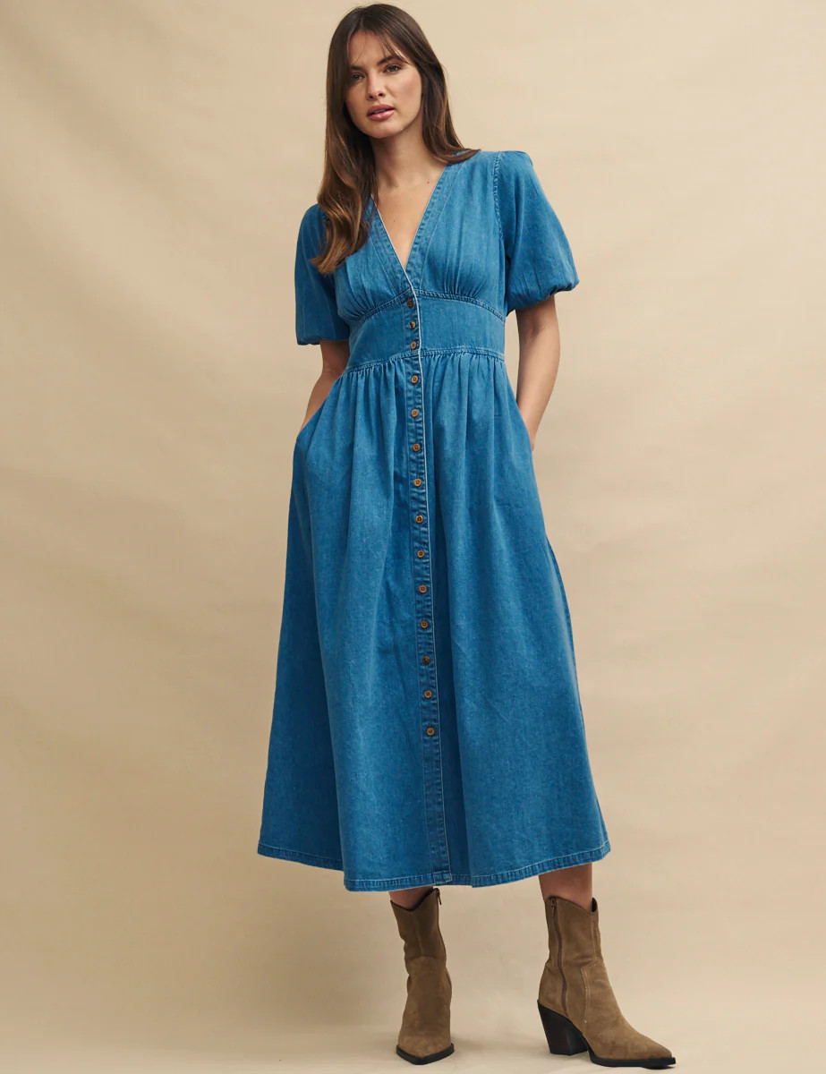 Mid Wash Blue Denim Starlight Midi Dress | Nobody's Child