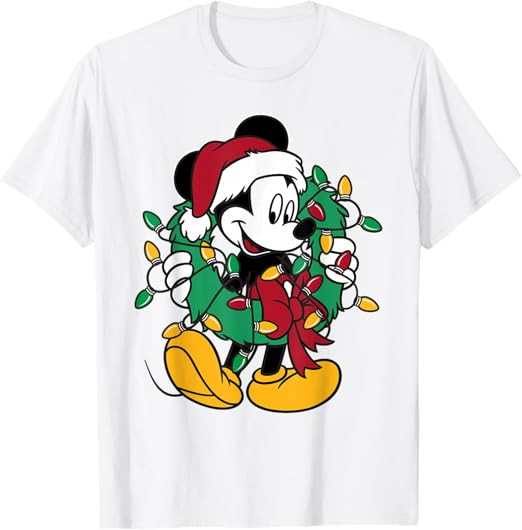 Disney - Mickey Mouse Christmas Lights T-Shirt | Amazon (US)