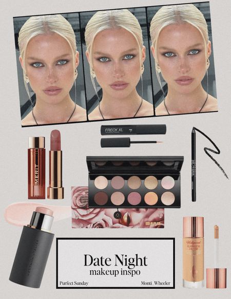 Date Night Makeup Inspo. 

Lipstick, freckles, eyeliner, eyeshadow, highlighter, foundation.  Pat McGrath, Merit, Westman Atelier, Urban Decay, 

#LTKBeauty #LTKFindsUnder100 #LTKFindsUnder50