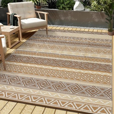 Outdoor Rug Waterproof Patio Rug Mat Geometric Rug Plastic Straw Outside Rug for RV Camping Picnic Reversible Rug | Target