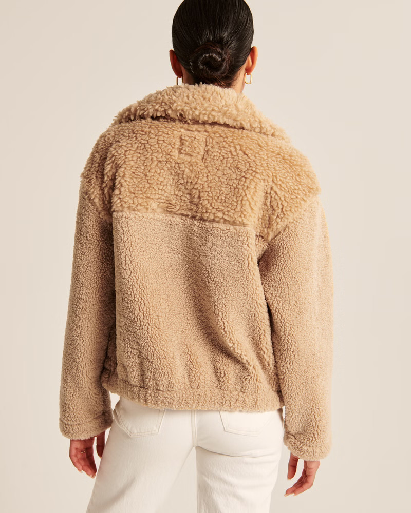 Women's Mixed Texture Sherpa Jacket | Women's Tops | Abercrombie.com | Abercrombie & Fitch (US)