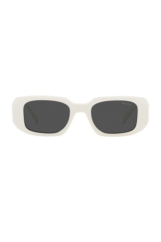 Prada Scultoreo Narrow Sunglasses in White & Dark Grey from Revolve.com | Revolve Clothing (Global)