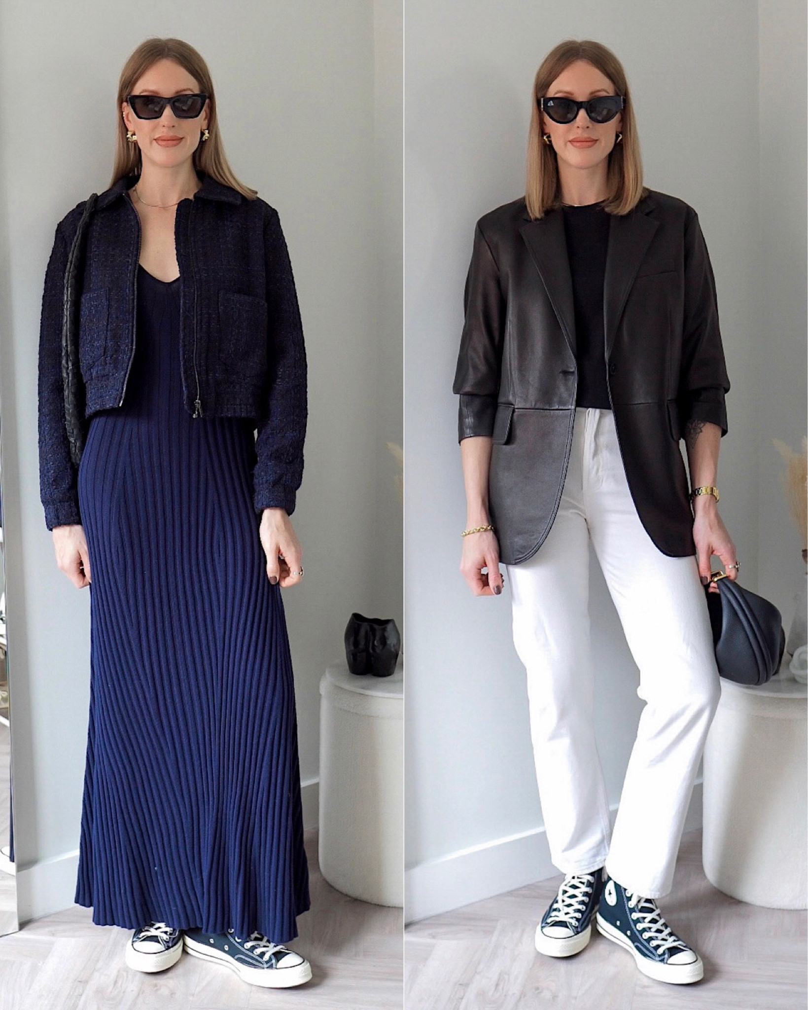 Chic outfits styling black converse high tops Chuck 70 #converse #chic #smartcasual 

#LTKshoecrush #LTKunder100 #LTKFind