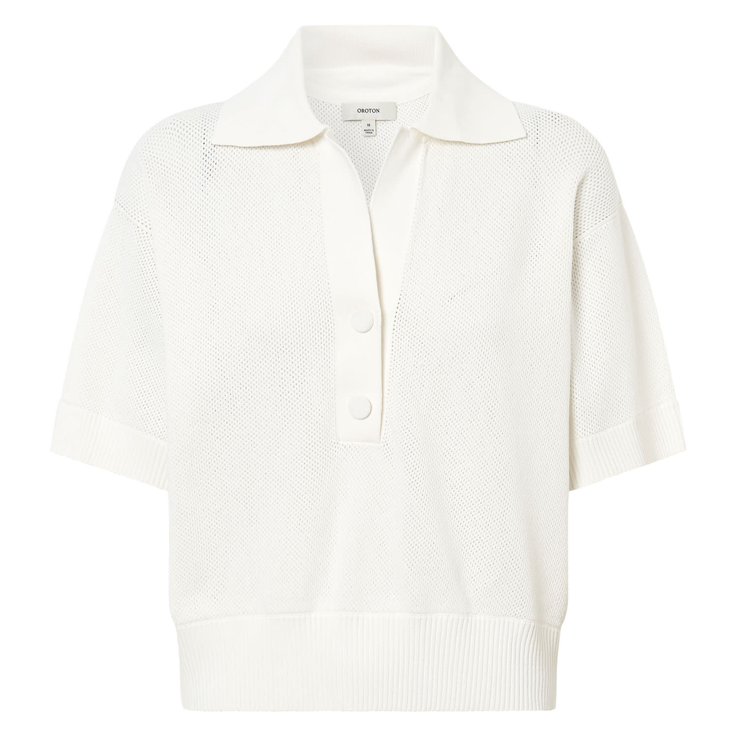 Mesh Stitch Polo - White | Oroton | Oroton