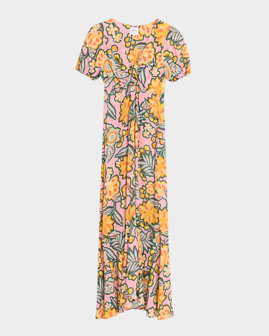 MISA Los Angeles Amara Desert Floral Midi Dress | Neiman Marcus