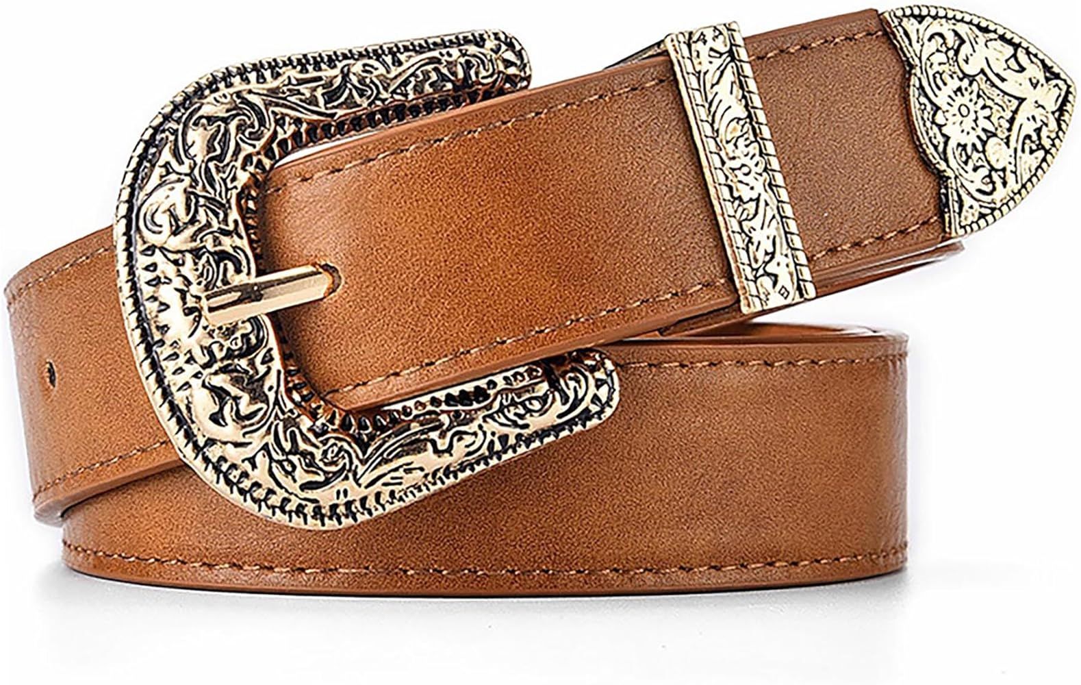 Western Belt for Women Men Cowboys Cowgirls Carving Buckles Belts for Jeans Pants | Amazon (US)