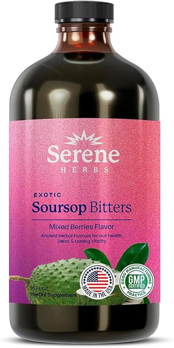 Serene Herbs Soursop Bitters Liquid - Organic Herbal Sour Sop Guanabana with Black Seed, Moringa,... | Amazon (US)