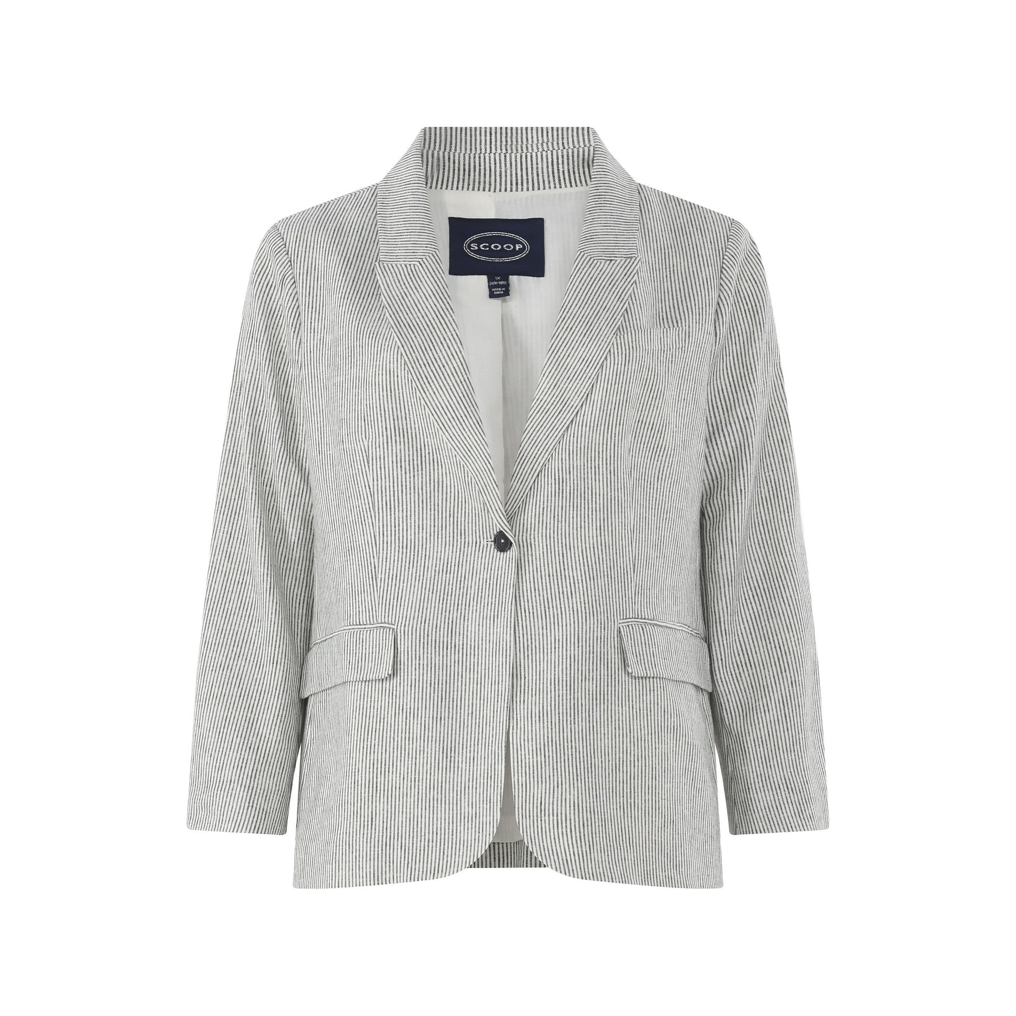 Scoop Women's and Women's Plus Ultimate One Button Linen Blend Blazer, Sizes XS-4X | Walmart (US)