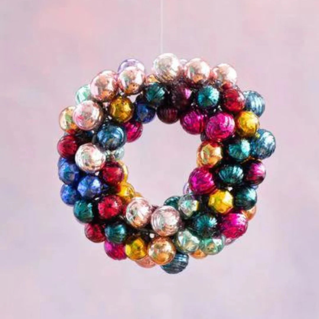 Kugel Glass Wreath 9.5 | Pink Antlers