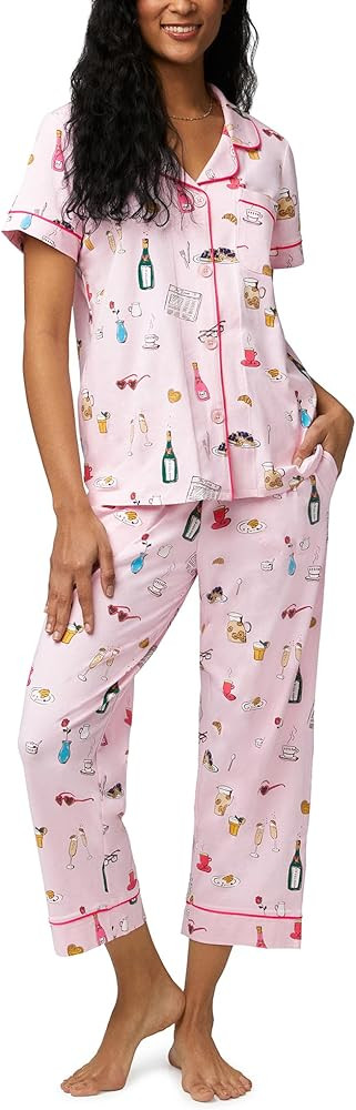 Bed Head PJs Womens Matching Pajamas - Soft Organic Cotton Button Down PJ Shirt & Cropped Pants S... | Amazon (US)