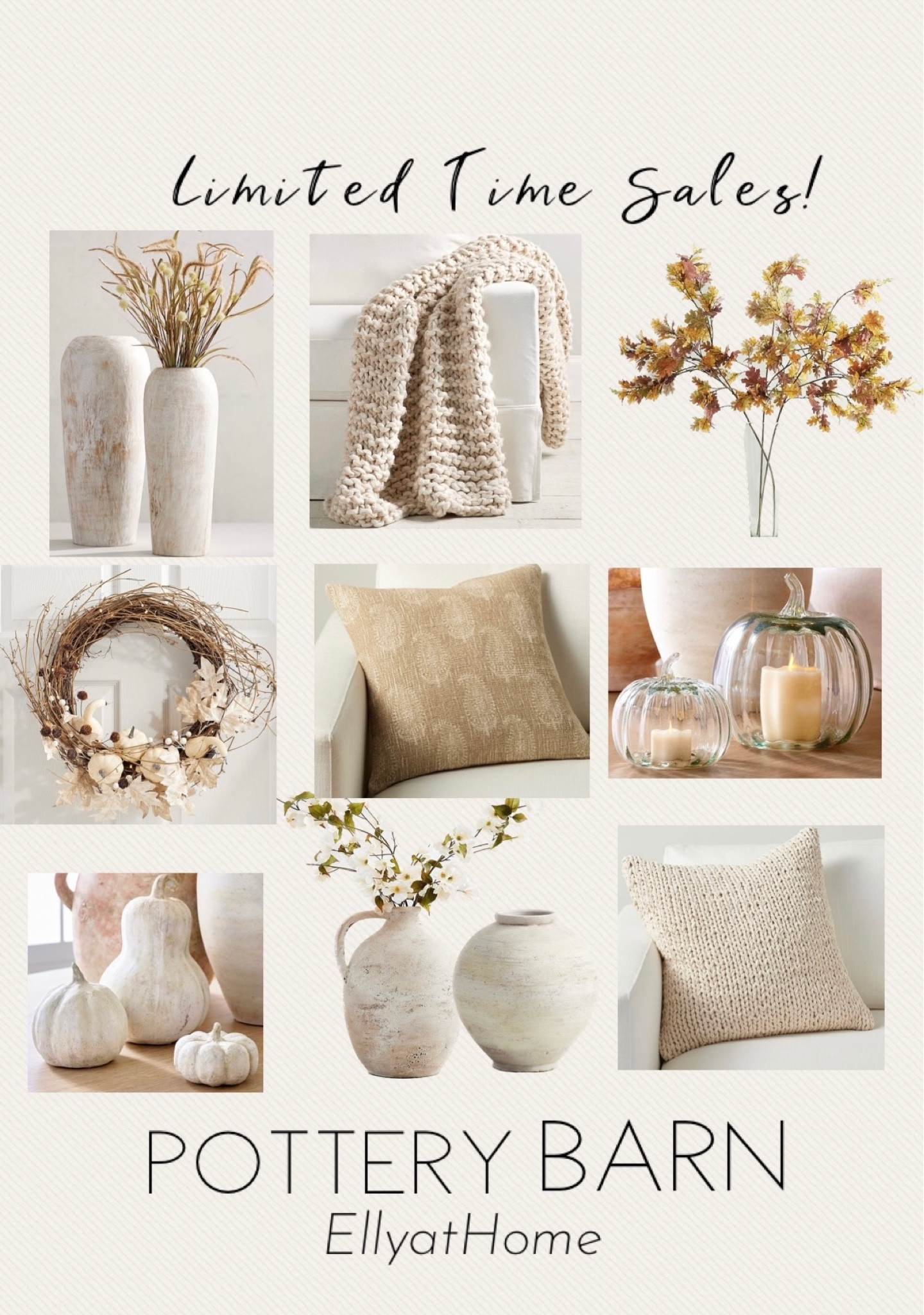 Limited time sales at Pottery Barn! Shop fall neutrals, florals, best selling beautiful fall neutral textured throw pillows, cozy throw blanket, textured vase, terracotta pumpkins, fall wreath, glass pumpkins.. Fall home decor accessories. Free shipping. 

#LTKhome #LTKsalealert #LTKSeasonal