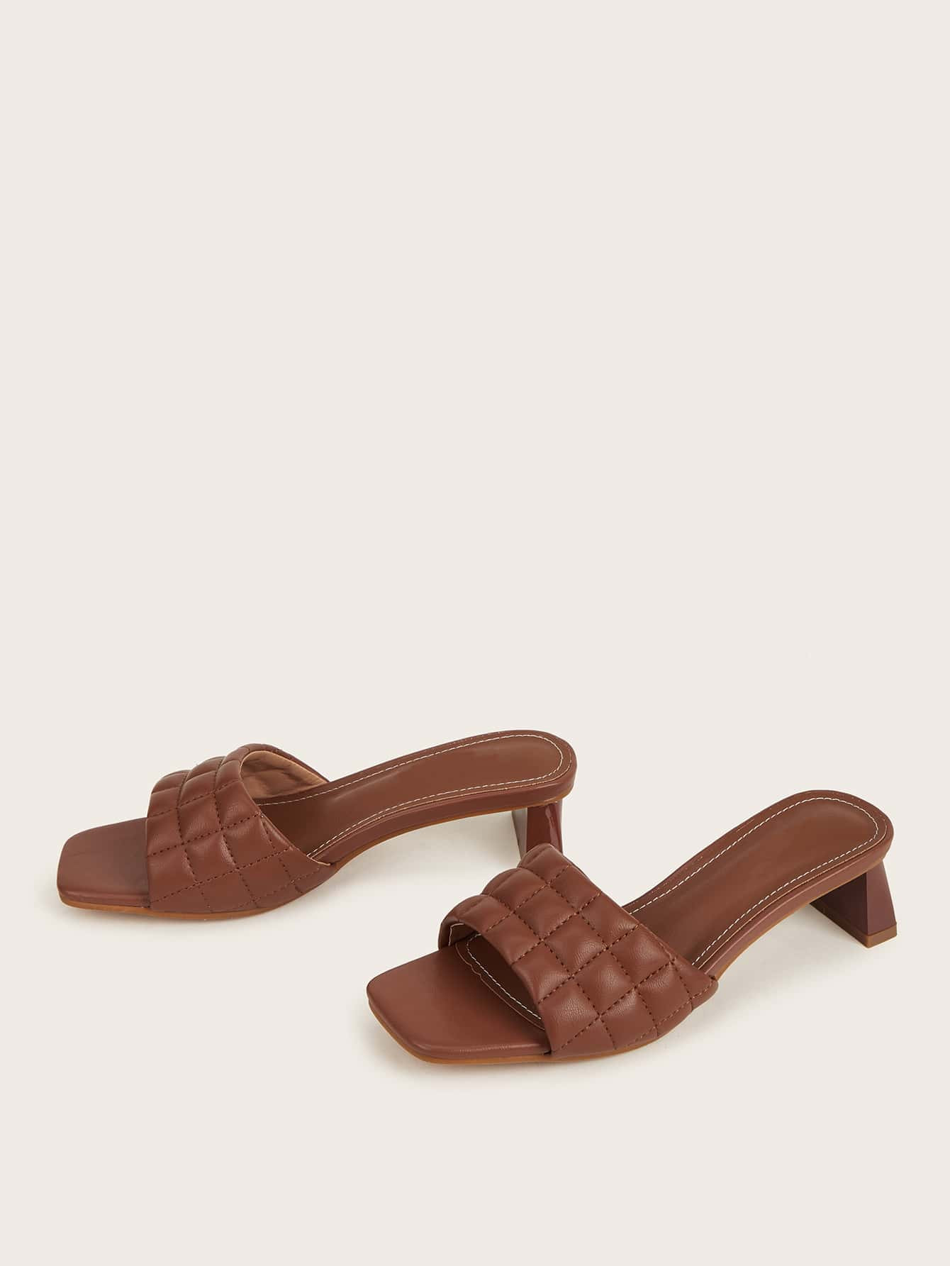 Quilted Chunky Heeled Sandal Mules | SHEIN