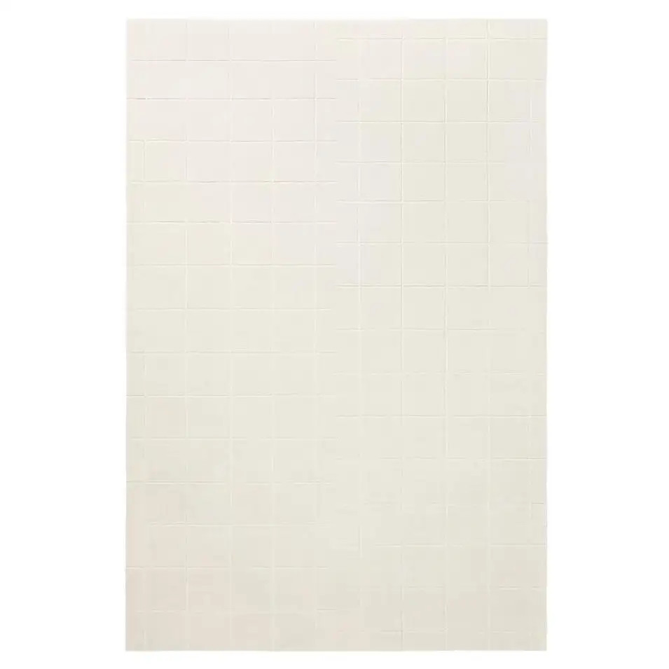 Grid Dusty White/Cream, Wool Cut Pile Rug | 1stDibs