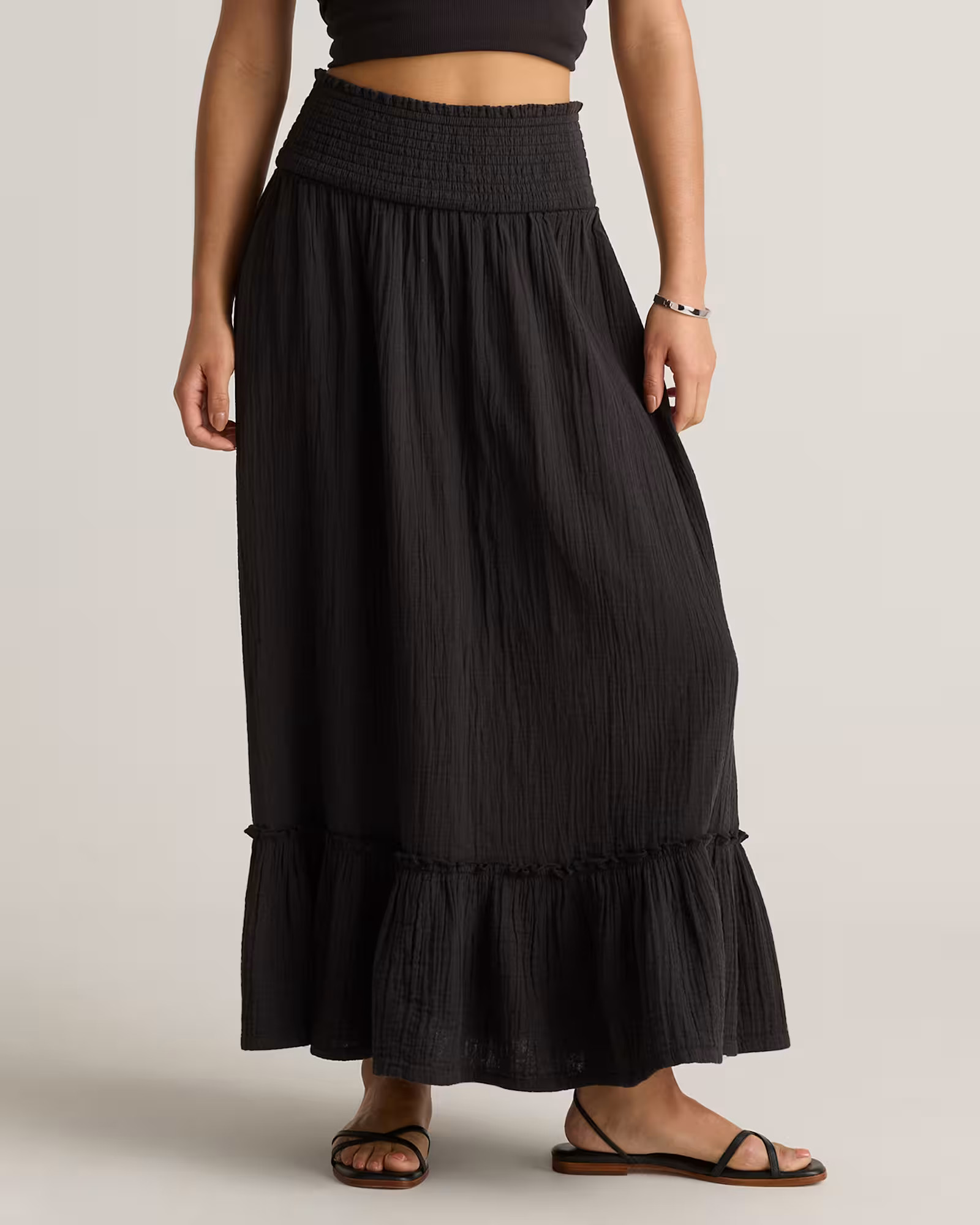 100% Organic Cotton Gauze Smocked Maxi Skirt | Quince