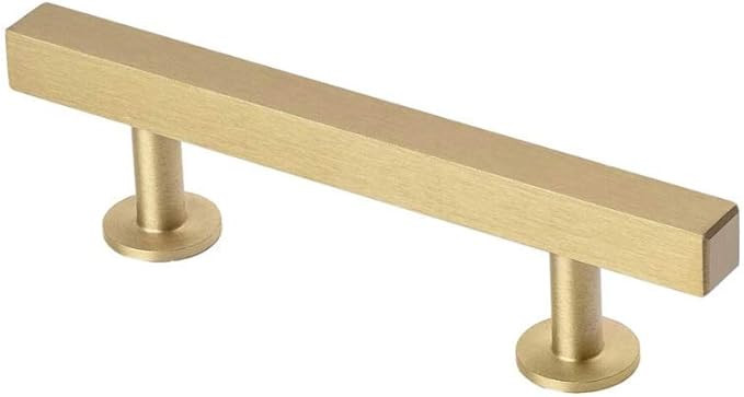 Lew's Hardware Bar Series 31-102 Solid Brushed Brass Cabinet Knobs and Pulls (3" Holes/5" Overall... | Amazon (US)