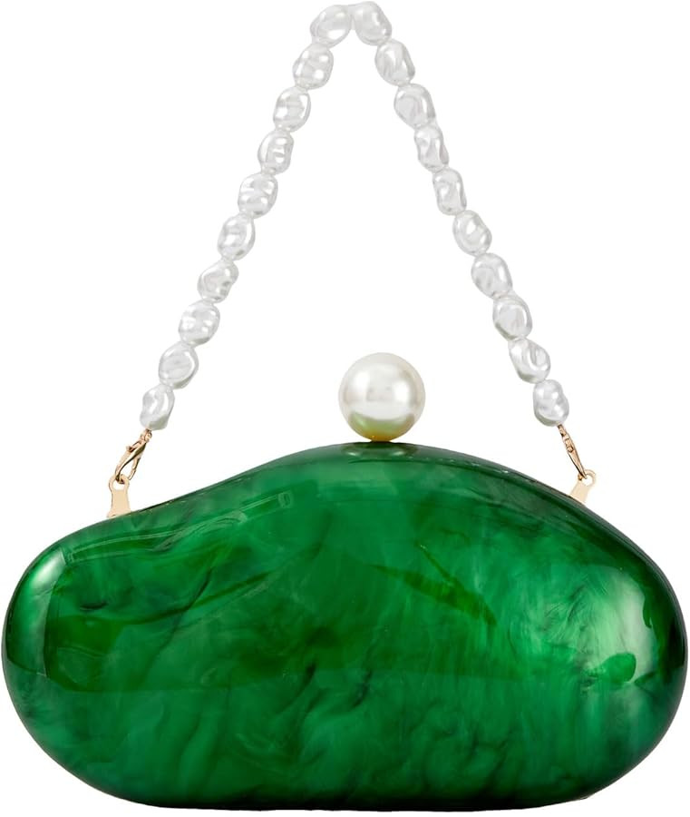 Ladies' Acrylic Shell-shaped Handbag Chic Evening Clutch Bag Paired With A Baroque Irregular Pear... | Amazon (US)