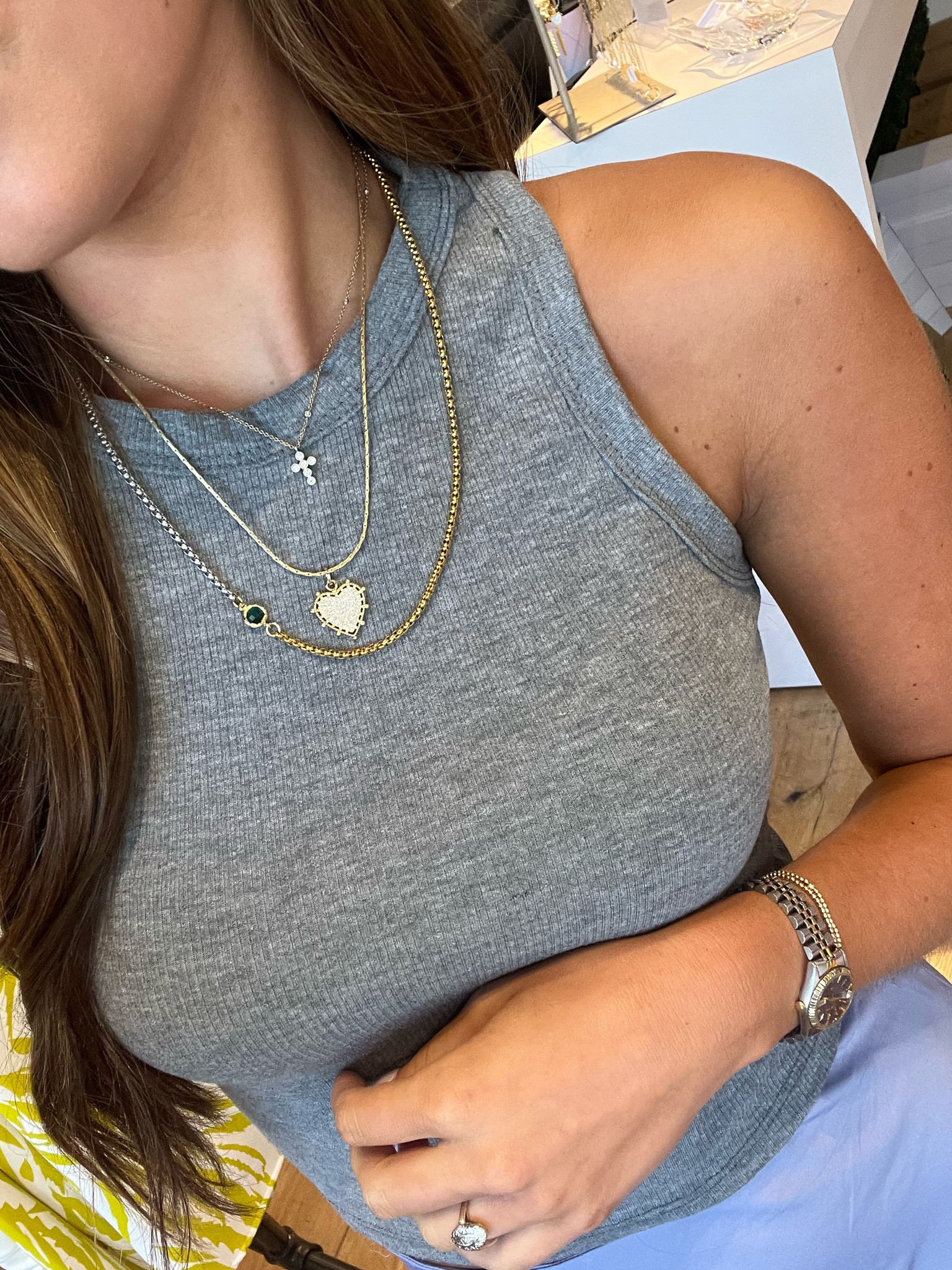 Todays details!! Cross is a custom piece from Junkier Jewelry. Heart necklace is from Red Square. Linked other fav sets and stacks! 

#LTKunder100 #LTKFind #LTKworkwear
