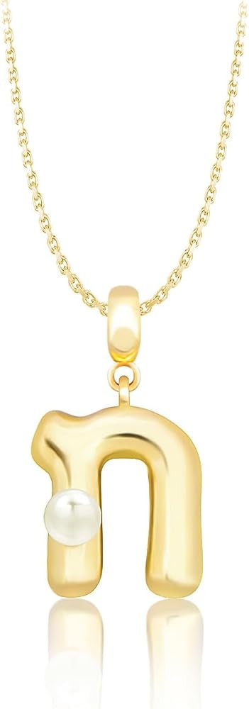 Milan Chiva Bubble Initial Letter Pendant Necklaces for Women 14K Gold Plated Puffy Tiny Letter A... | Amazon (US)