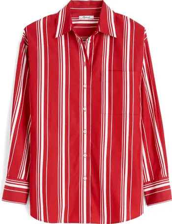 Madewell Stripe Oversize Cotton Poplin Button-Up Shirt | Nordstrom | Nordstrom