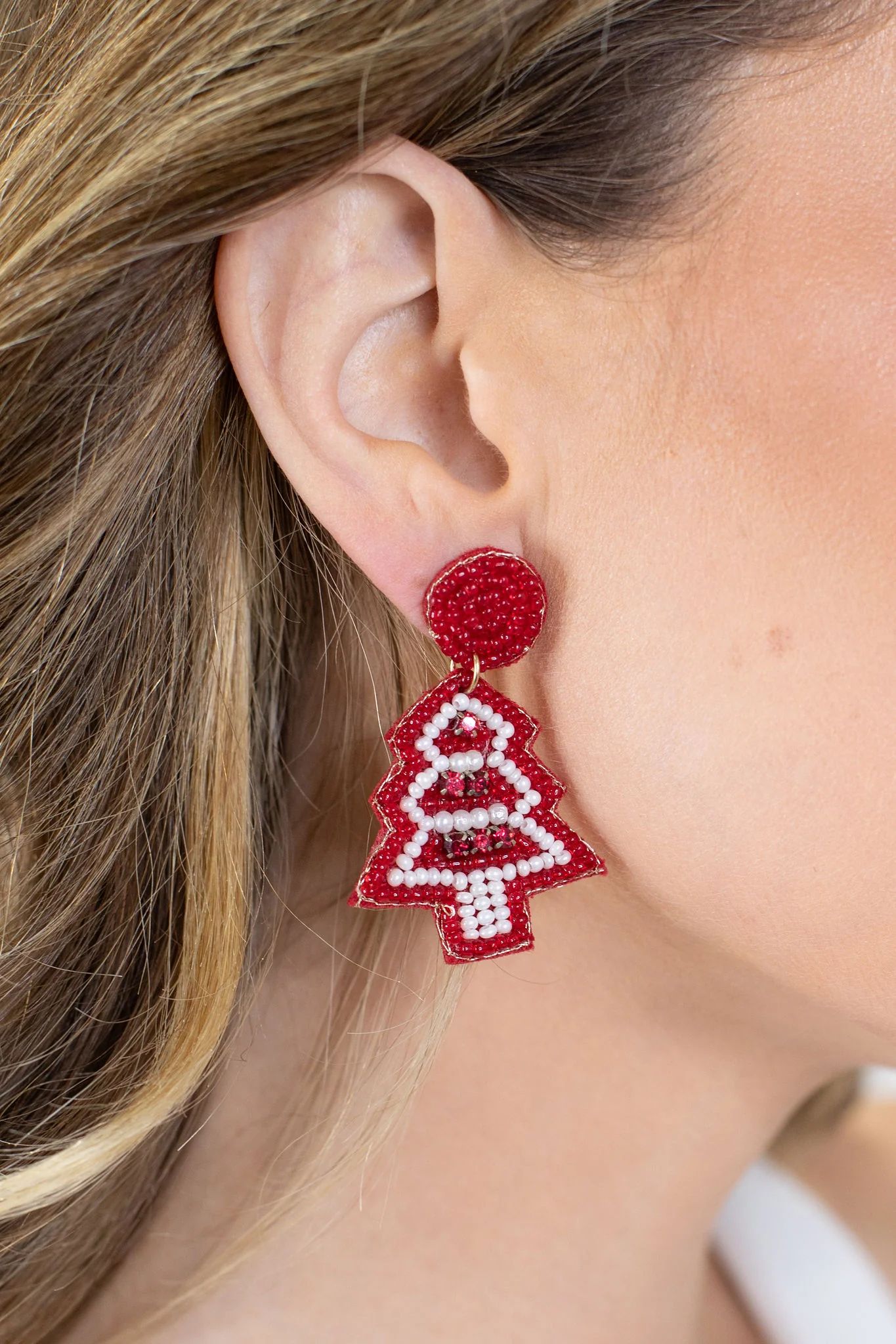 Christmas Tree Earrings- Red | Avara