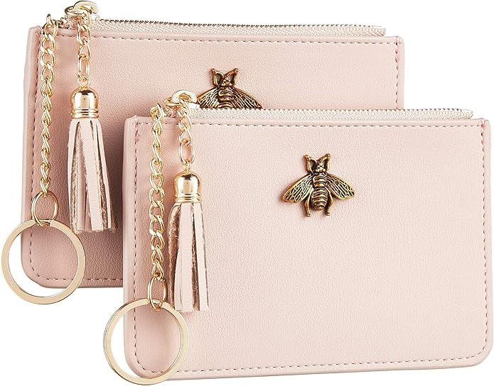 Women Coin Purse Change Wallet Coin Pouch Card Holder Clutch with Key Chain Ring Tassel Zip by Go... | Amazon (US)