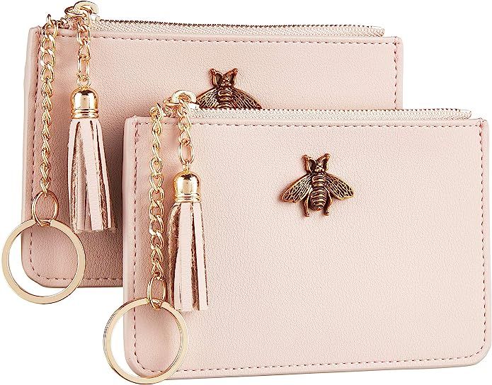 Women Coin Purse Change Wallet Coin Pouch Card Holder Clutch with Key Chain Ring Tassel Zip by Go... | Amazon (US)