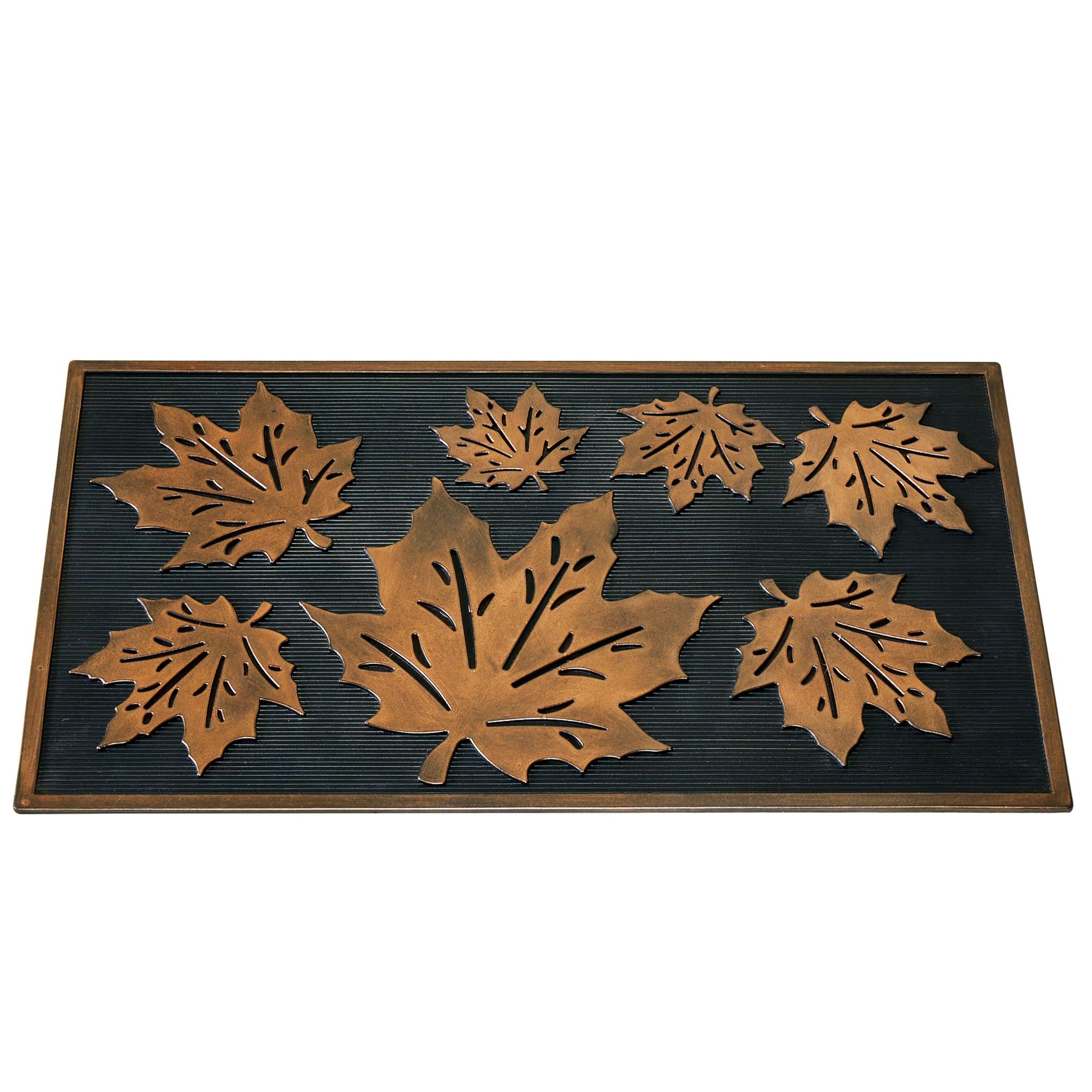 Collections Etc Embossed Bronze-Colored Finish Fall Leaf Design Door Mat | Walmart (US)
