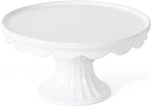 Martha Stewart Patterson 10" x 5.1" White Round Stoneware Cake Stand | Amazon (US)