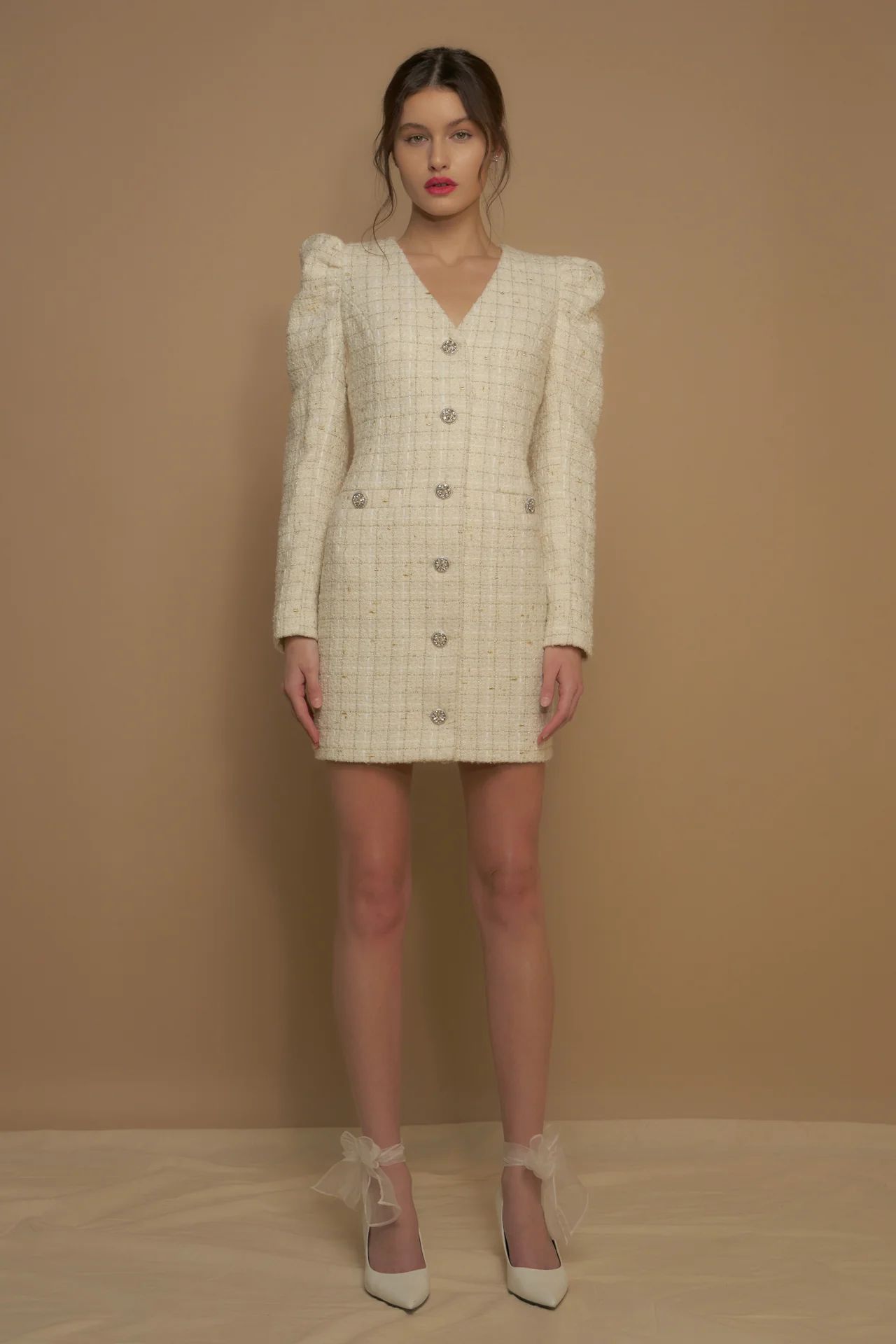 Premium Long-Sleeve Tweed Mini Dress | OBJECTRARE
