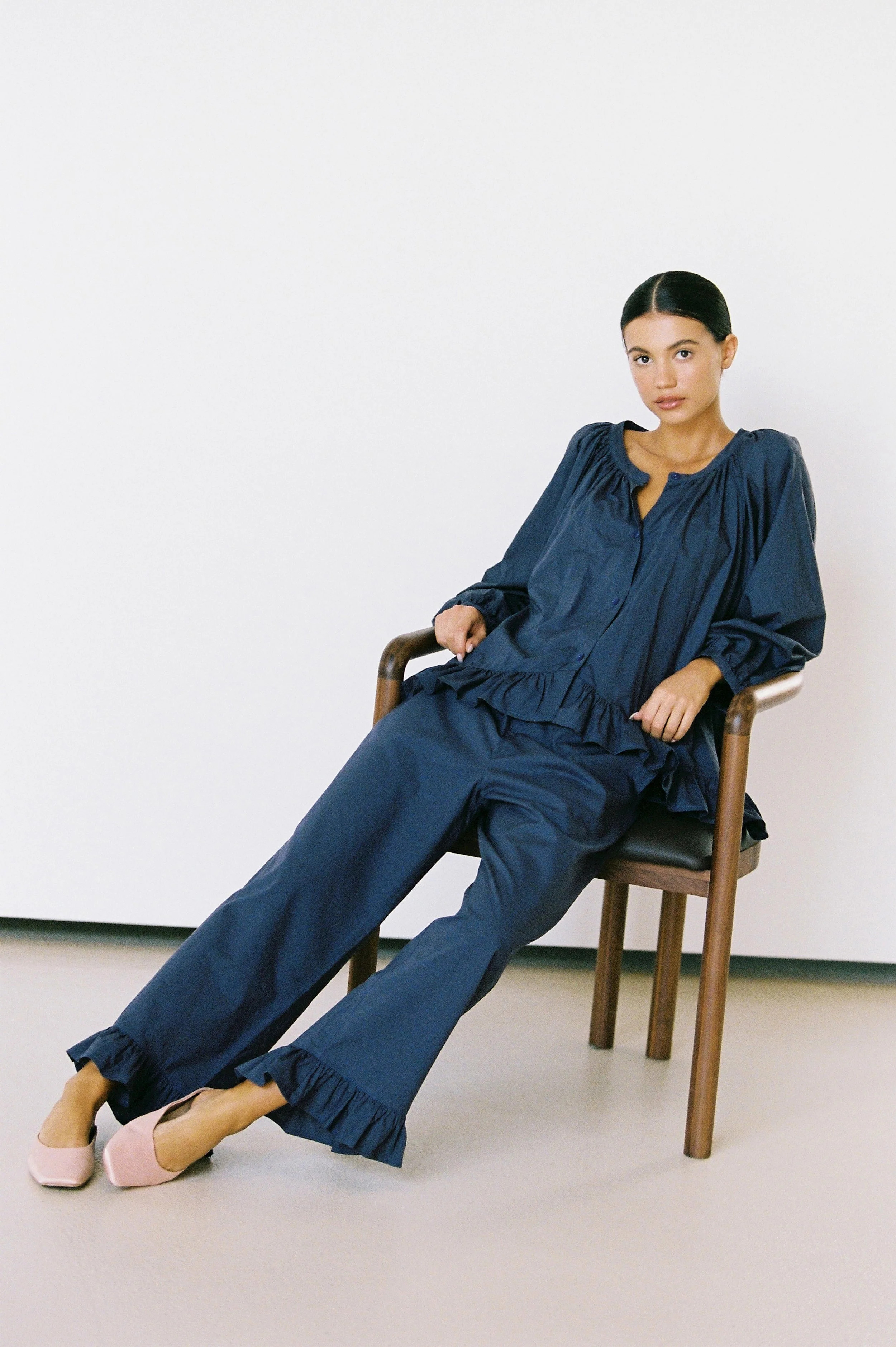 Sophie Sleep Set - Long - Cotton Modal - Midnight | Piyama US