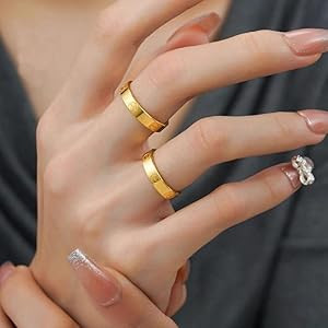 Love Ring For Women Men Girls Boys Titanium Steel 18K Gold Jewelry Unisex Adult Wedding Birthday ... | Amazon (US)
