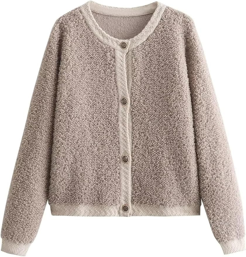 Perbai Womens Fuzzy Fleece Jacket Button Down Shacket Casual Sherpa Coat Warm Outwear | Amazon (US)