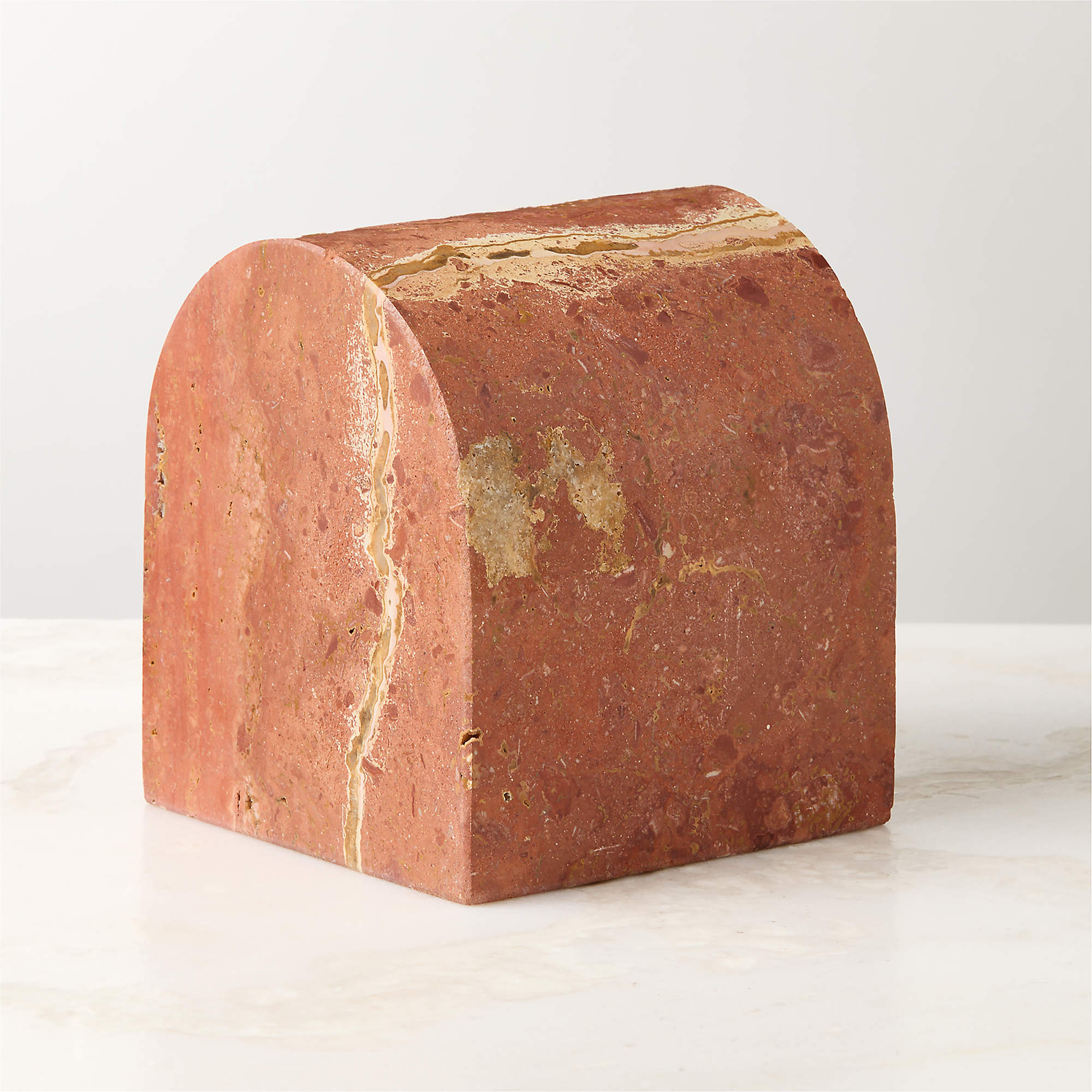 Red Travertine Arched Bookend + Reviews | CB2 | CB2
