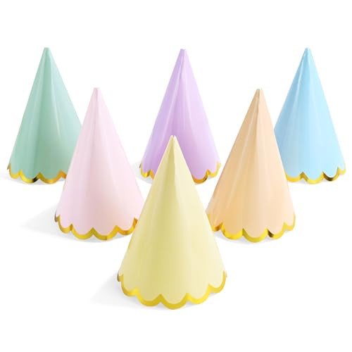 CANREVEL 24 PCS Pastel Party Hats for Adults, Pastel Party Decorations, Party Headwear for Birthday|Celebration|Party Supplies, Macaron Cone Hats for Women Men | Amazon (US)