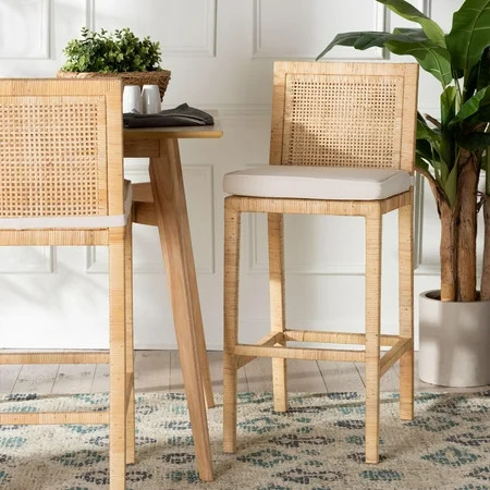 bali & pari Sofia Boho Bar Stool, Bar Height, Natural | Walmart (US)