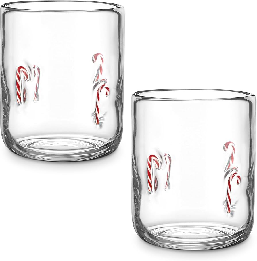 Honeydak 2 Pack Christmas Icon Juice Glass 16 oz Candy Canes Stemless Wine Drinking Icon Juice Gl... | Amazon (US)