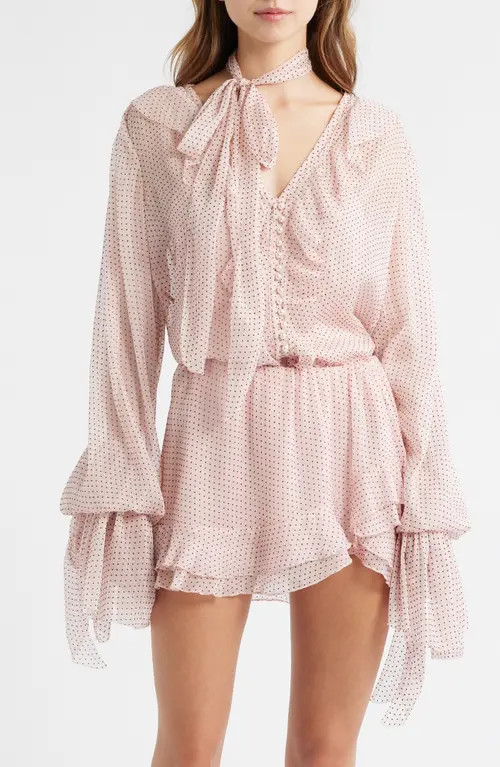 LoveShackFancy Linette Dot Print Woven Shirt in Pink at Nordstrom, Size Xx-Large | Nordstrom