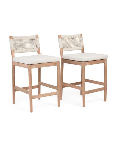 Set Of 2 37in Grid Weave Rope Counter Stools | TJ Maxx