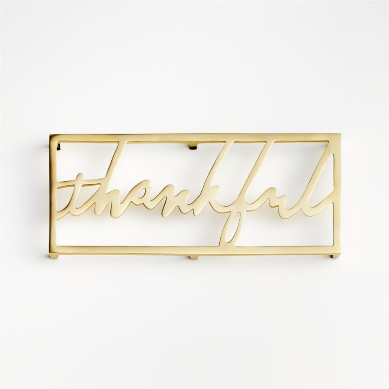 Thankful Brass Trivet | Crate & Barrel | Crate & Barrel