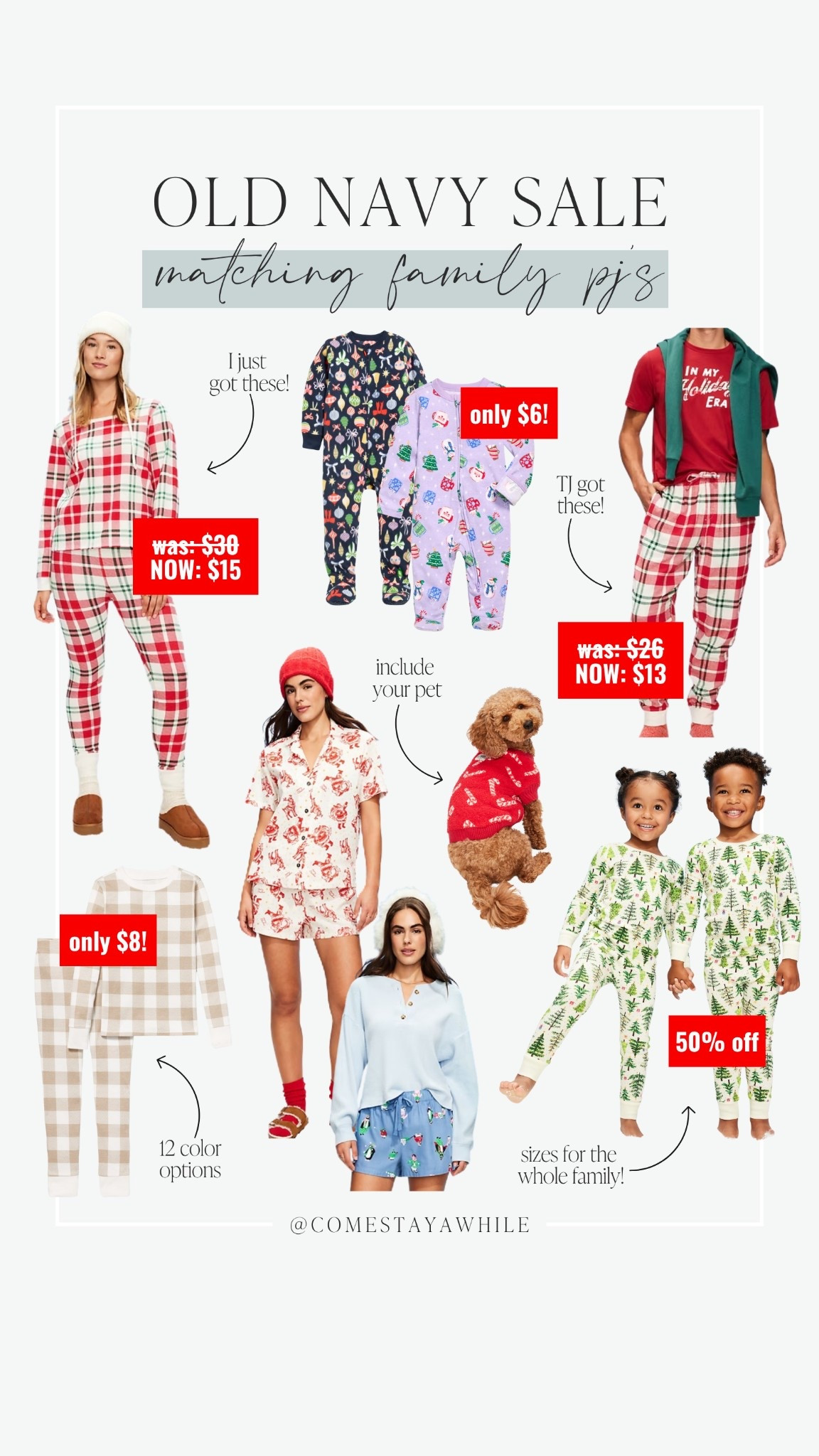You guys!! How freaking cute are these matching family PJs from Old Navy 😍 They’re 50% OFF right now through the 22nd!! TJ and I snagged a matching set for us and the boys — plus a little sweater for Diesel 🥹 I seriously can’t wait for us all to wear them ❤️ Hurry before the sale ends!!

Come stay awhile, Amanda Vernaci 

Old navy sale | matching family pjs | Christmas pjs for the family | sale alert | Christmas pajamas | family matching 

#LTKSeasonal #LTKHoliday #LTKSaleAlert