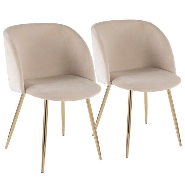 Fran Velvet Upholstered Dining Chair (Set of 2) - N/A - Cream/Gold | Bed Bath & Beyond