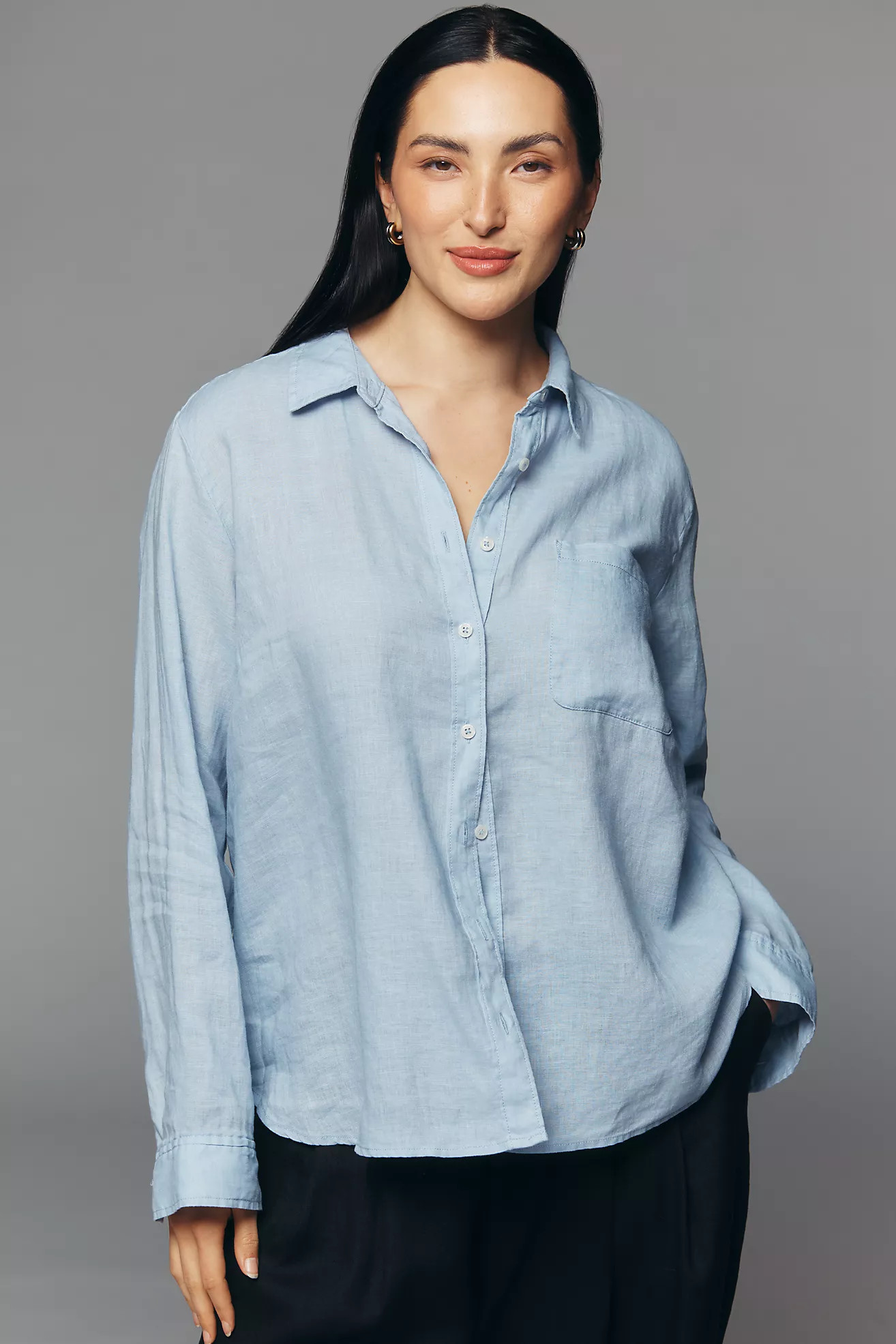 Maeve Kate 100% Linen Classic Buttondown Shirt | Anthropologie (US)